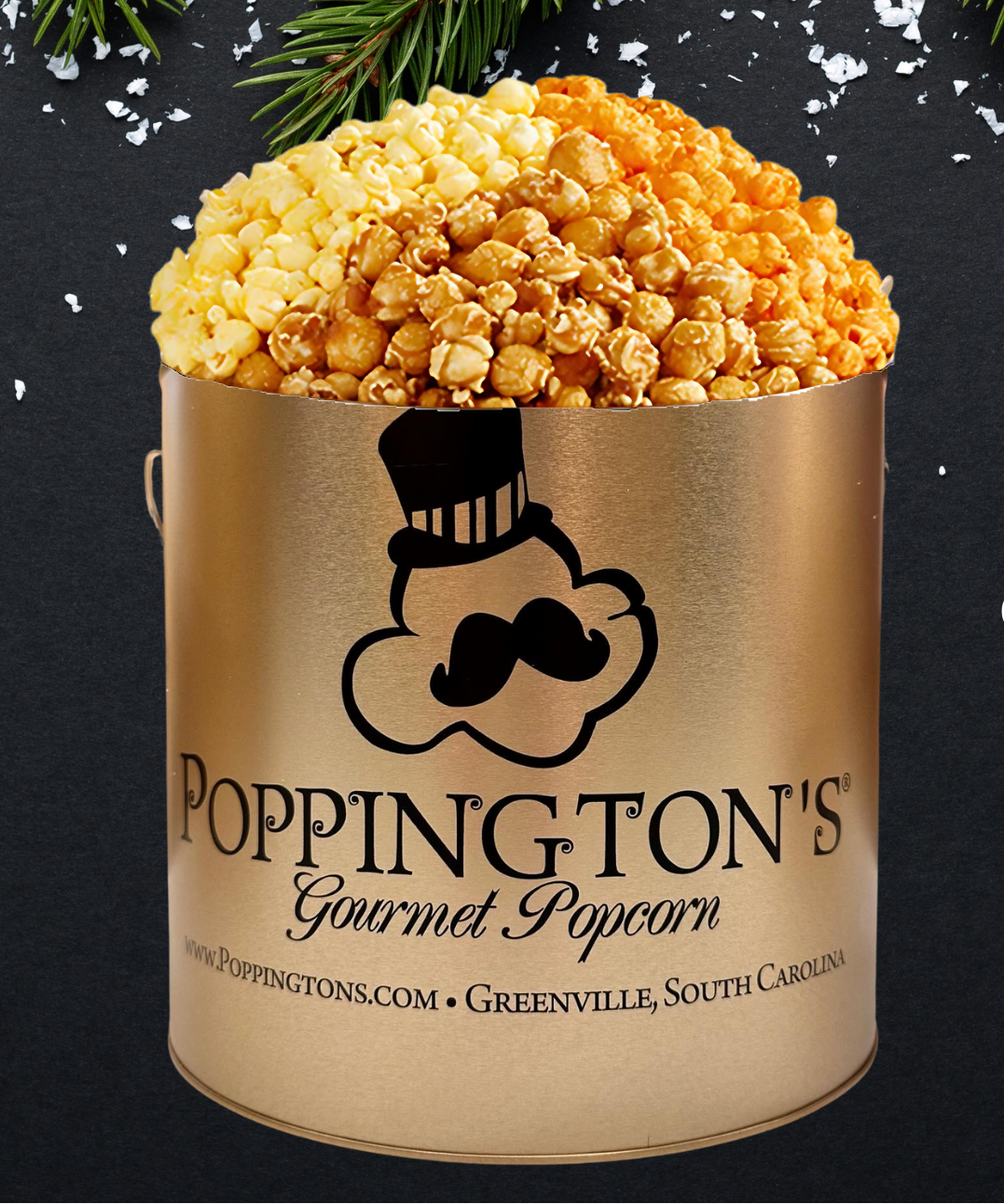 2 Gallon Traditional Popcorn Tin | Butter, Cheddar, Caramel | 32 Cups