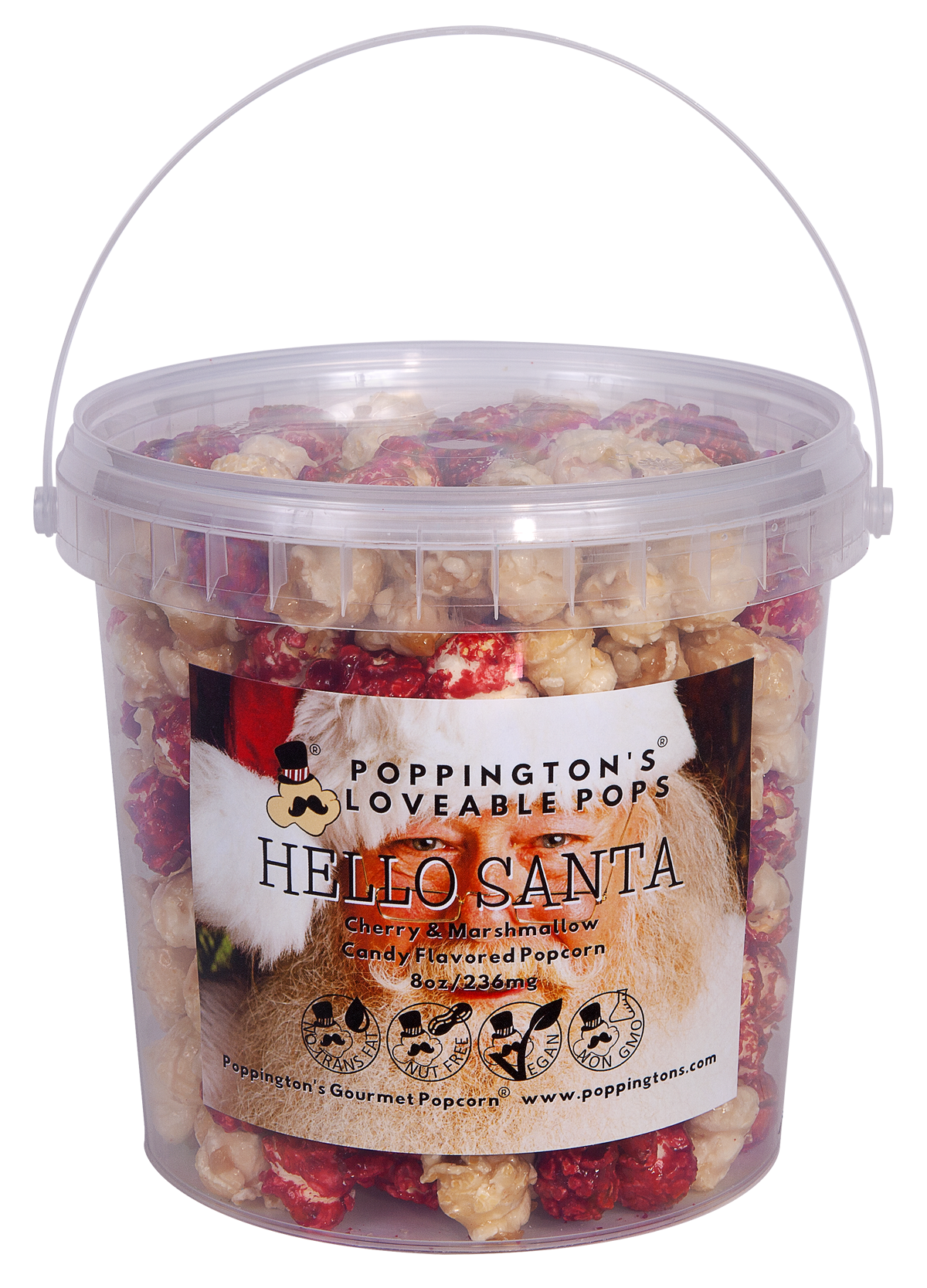 Poppington's Loveable Pops Pails Winter Collection Hello Santa Flavor from Poppington's Gourmet Popcorn