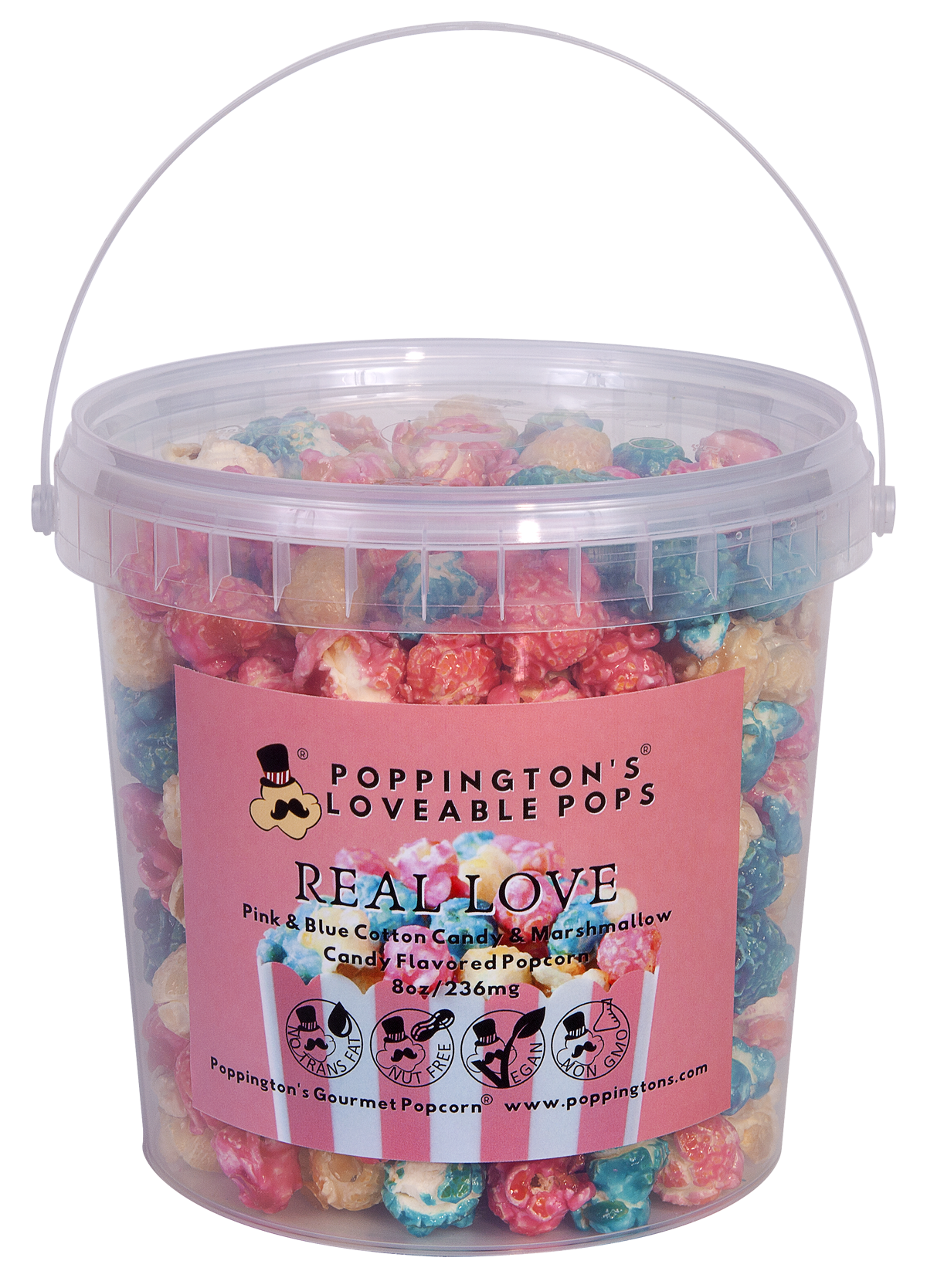 Loveable Pops Pails Real Love Flavor by Poppington's Gourmet Popcorn