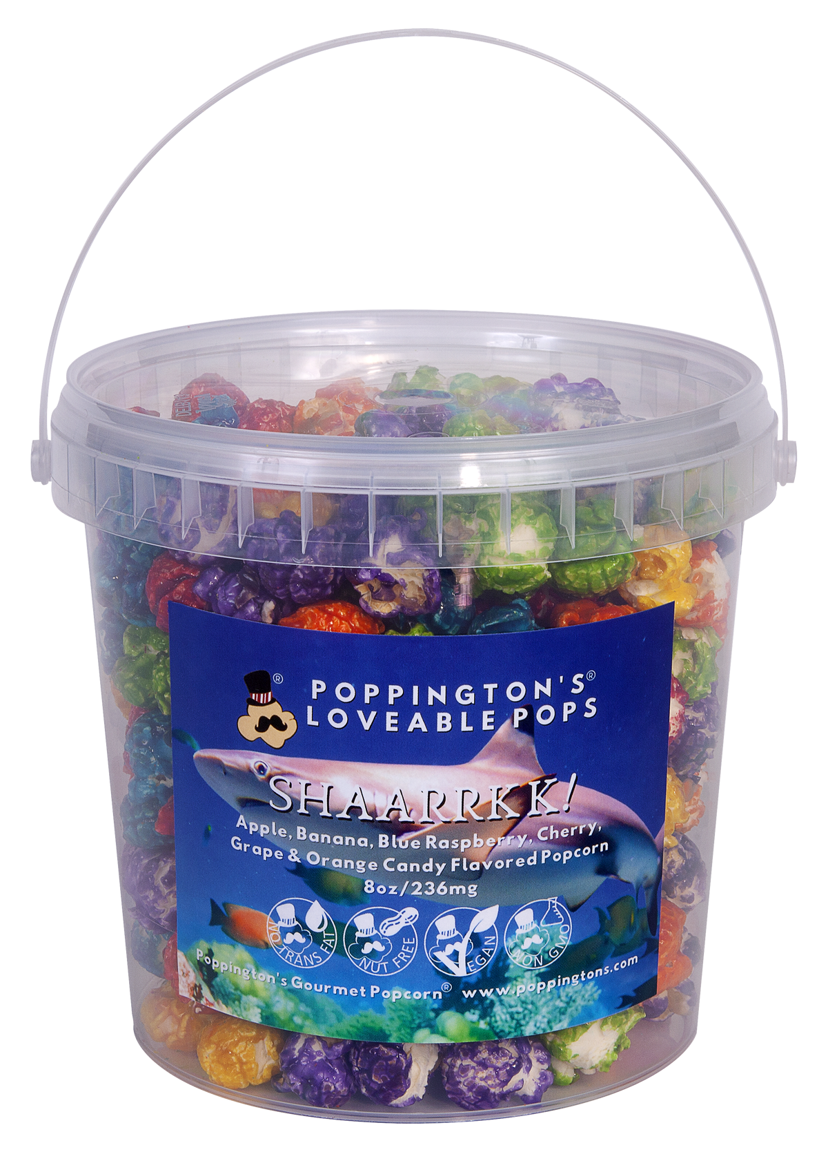 Loveable Pops Pails Shark Flavor by Poppington's Gourmet Popcorn
