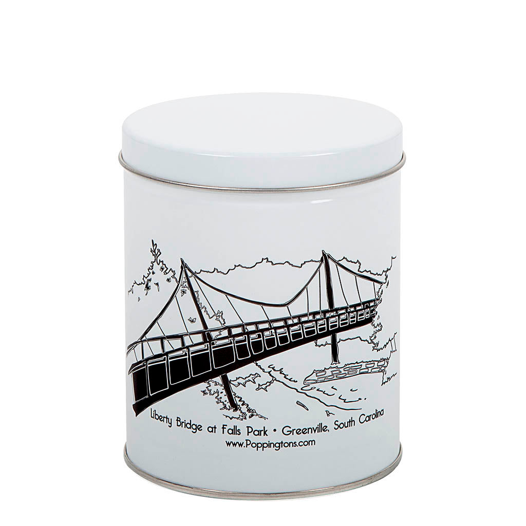 Liberty Bridge, Greenville SC--Quart Tins--Buy 12 Get 1 FREE. - Poppington's Gourmet Popcorn